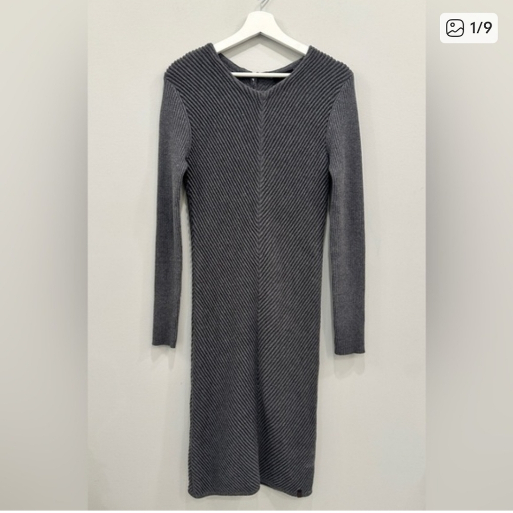 Rudsak Sweater Dress - Midi Grey Ribbed